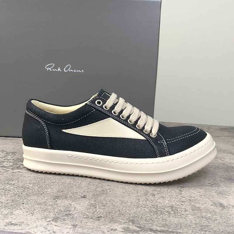 RO 22SS Vintage Leather Low-Top Sneaker Rick Owens - Black/Milk - 