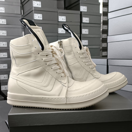 Rick Owen Reverse Triangle High-Top Leather Shoes Thick Sole Sneakers