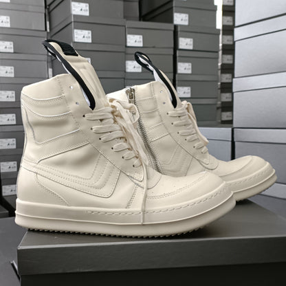 Rick Owen Reverse Triangle High-Top Leather Shoes Thick Sole Sneakers