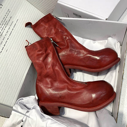 310 Horse Leather Origin Guidi Front Zip Ankle Boots – Short Boots for Women