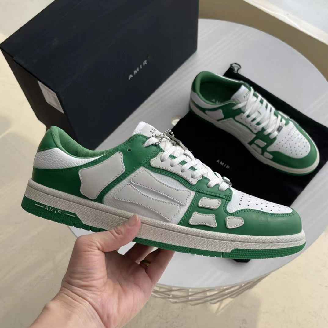 2023SS AMIRI Bone Shoes Lychee Grain Top Layer Cowhide Low-top Leisure Board Shoes