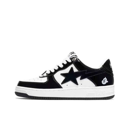 BAPESTA Classic Patent Leather Sneaker Low-Top Casual Skateboard Shoes