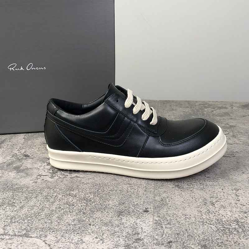 RO 22SS Vintage Leather Low-Top Sneaker Rick Owens - Black/Milk - 