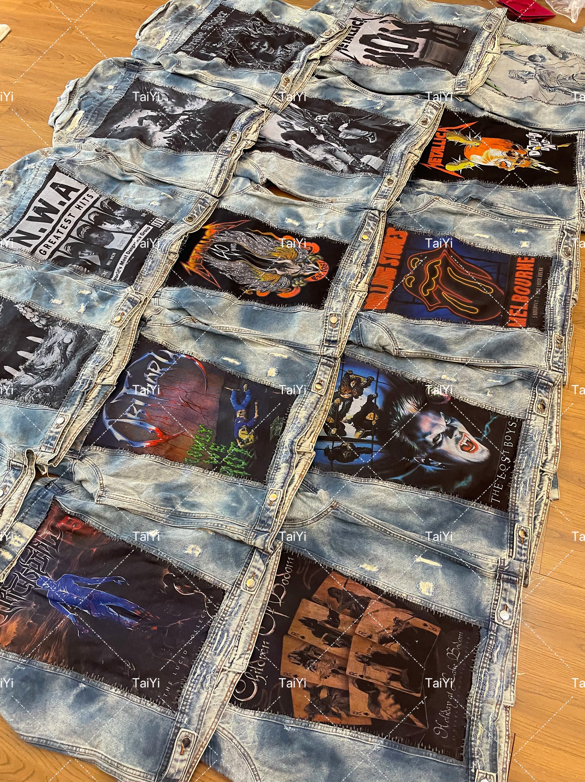 AMIRI 16OG Patchwork Back Kill Denim Jacket Metallica High-Street - Oil stain back kill randomly sent
