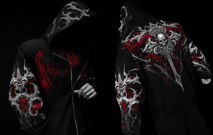 Breathedivinity Dark Gothic Zip-Up Hoodie - 420g French Terry