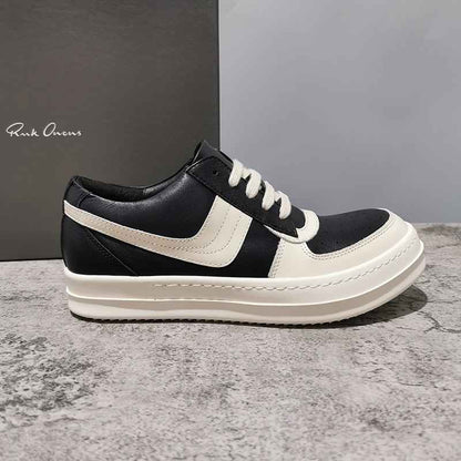 RO 22SS Vintage Leather Low-Top Sneaker Rick Owens - Black/Milk - 