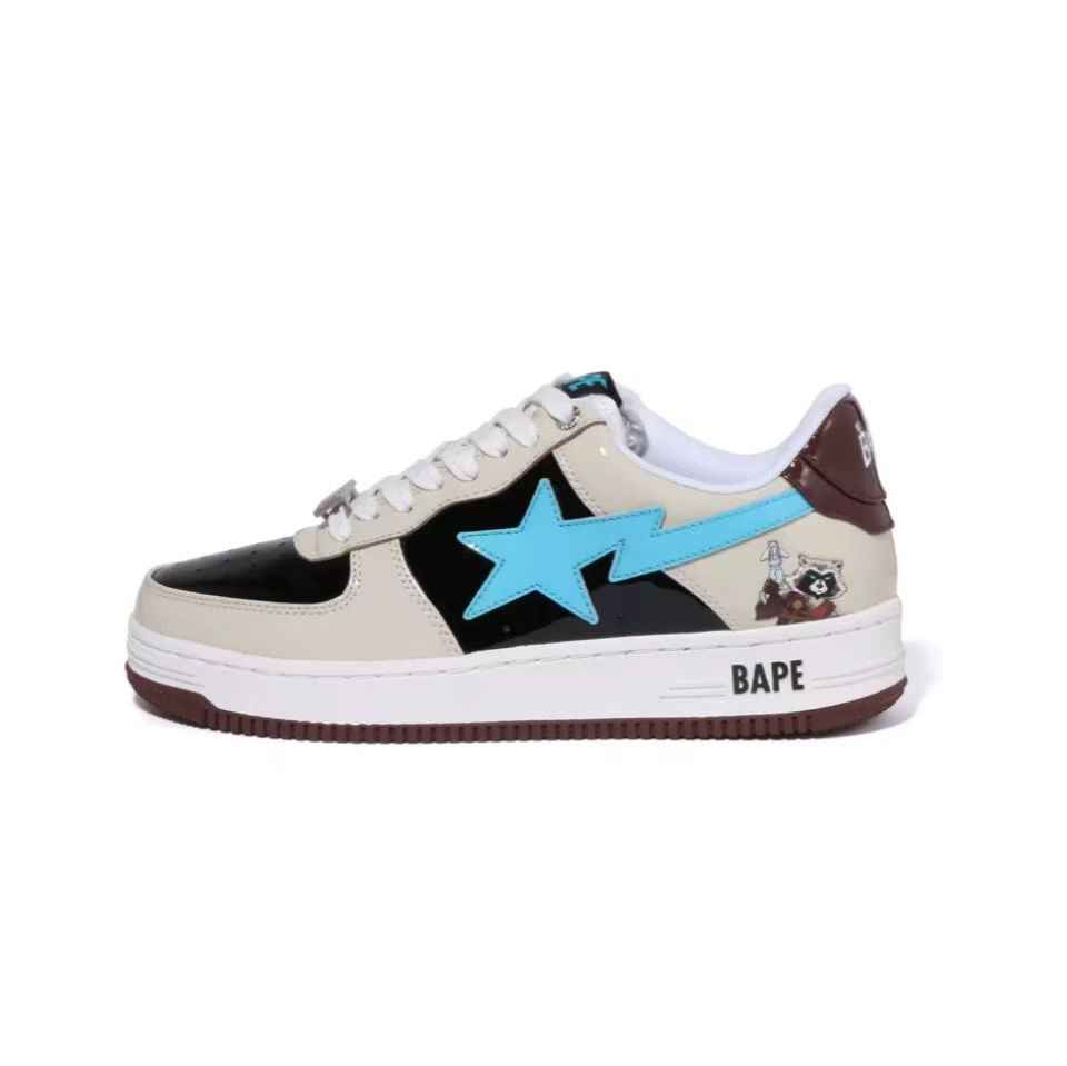 BAPESTA Classic Patent Leather Sneaker Low-Top Casual Skateboard Shoes