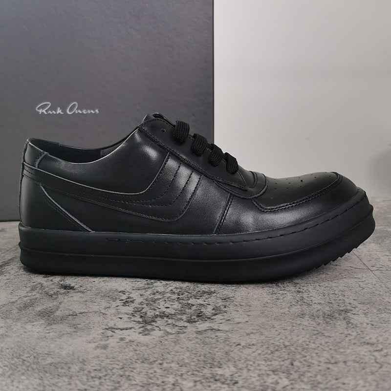 RO 22SS Vintage Leather Low-Top Sneaker Rick Owens - Black/Milk - 