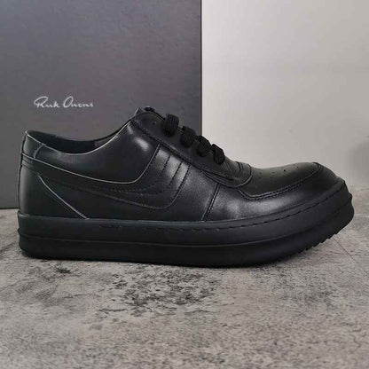 RO 22SS Vintage Leather Low-Top Sneaker Rick Owens - Black/Milk - 