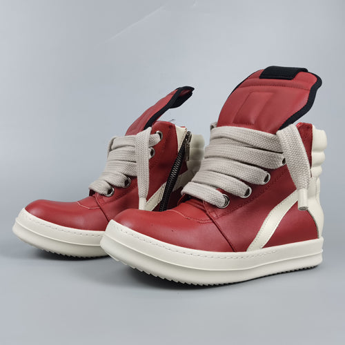 Rick Owen Reverse Triangle High-Top Leather Shoes Thick Sole Sneakers