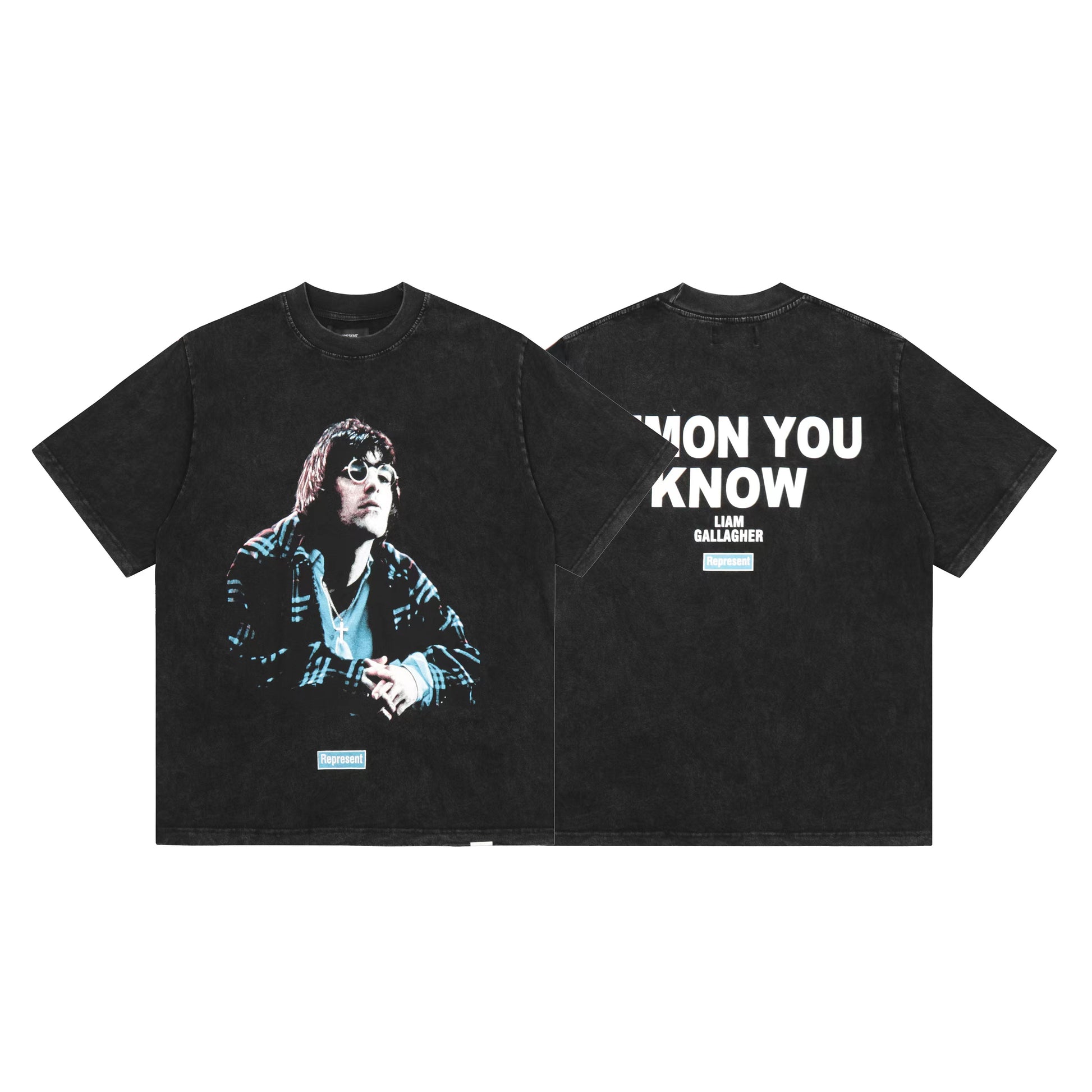 REPRESENT Washed Distressed Doberman Shark Short-Sleeve T-Shirt FOG