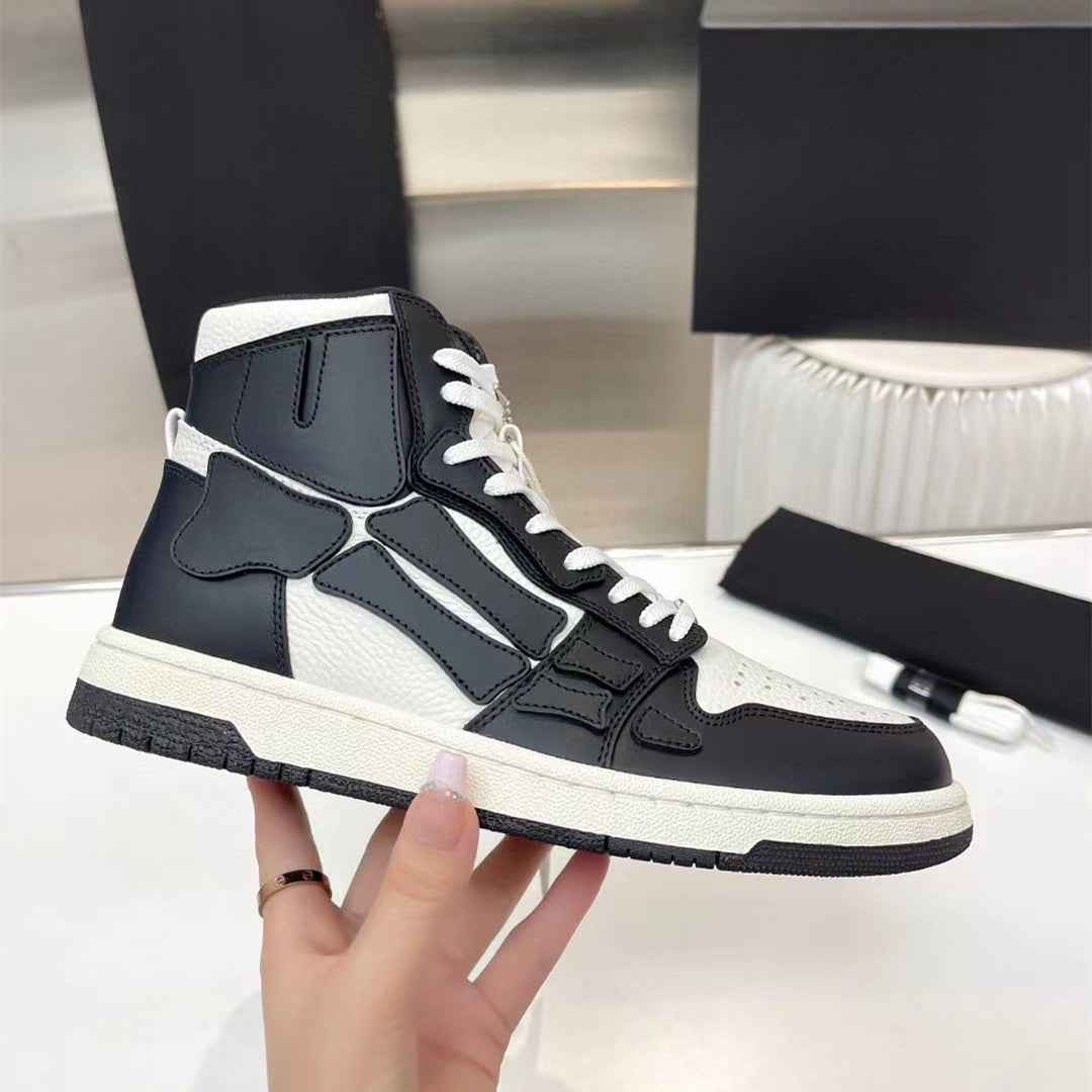 2023SS AMIRI Bone Shoes Lychee Grain Top Layer Cowhide Low-top Leisure Board Shoes