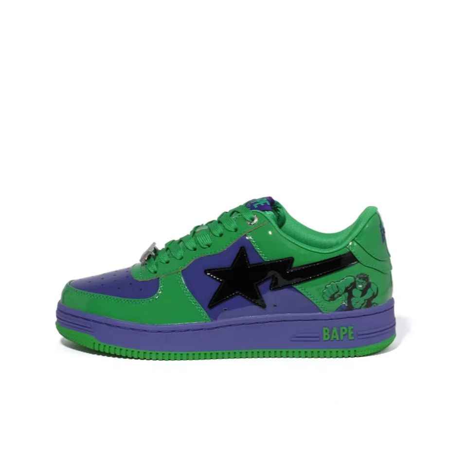 BAPESTA Classic Patent Leather Sneaker Low-Top Casual Skateboard Shoes