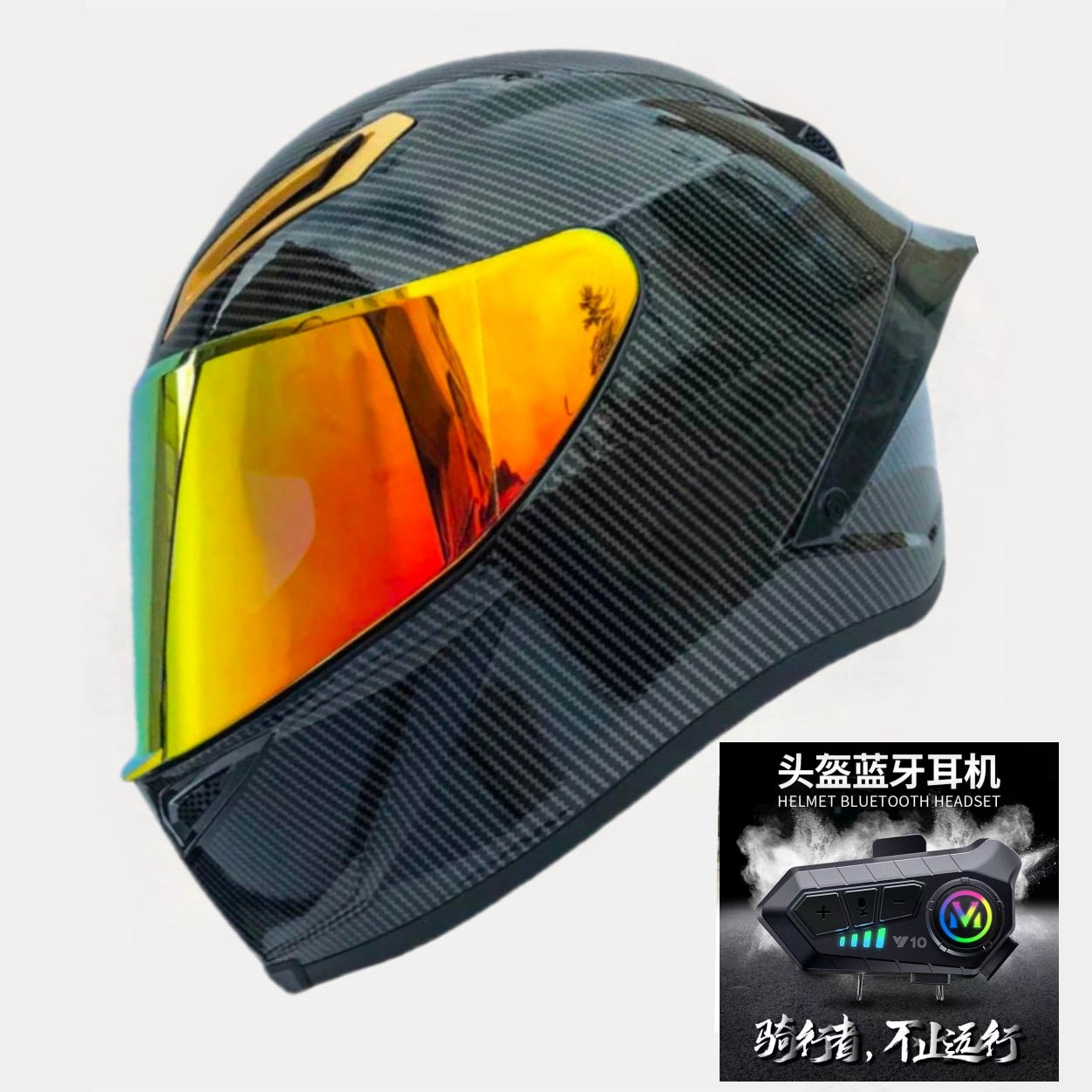 Future Serie / Carbon Fiber Pattern Plated Full Face Helmet Motorcycle All-Season DOT 3C Approve - Size avaliable S ~
