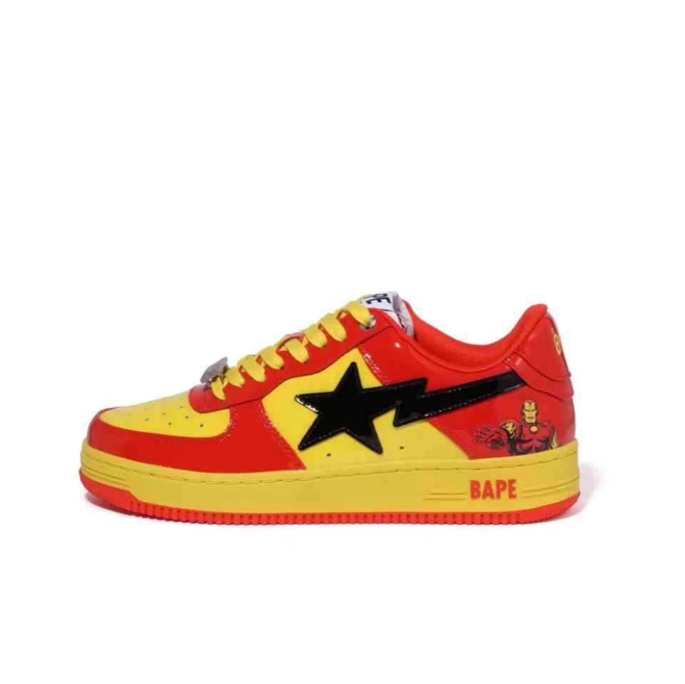 BAPESTA Classic Patent Leather Sneaker Low-Top Casual Skateboard Shoes