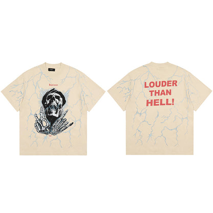 REPRESENT Washed Distressed Doberman Shark Short-Sleeve T-Shirt FOG