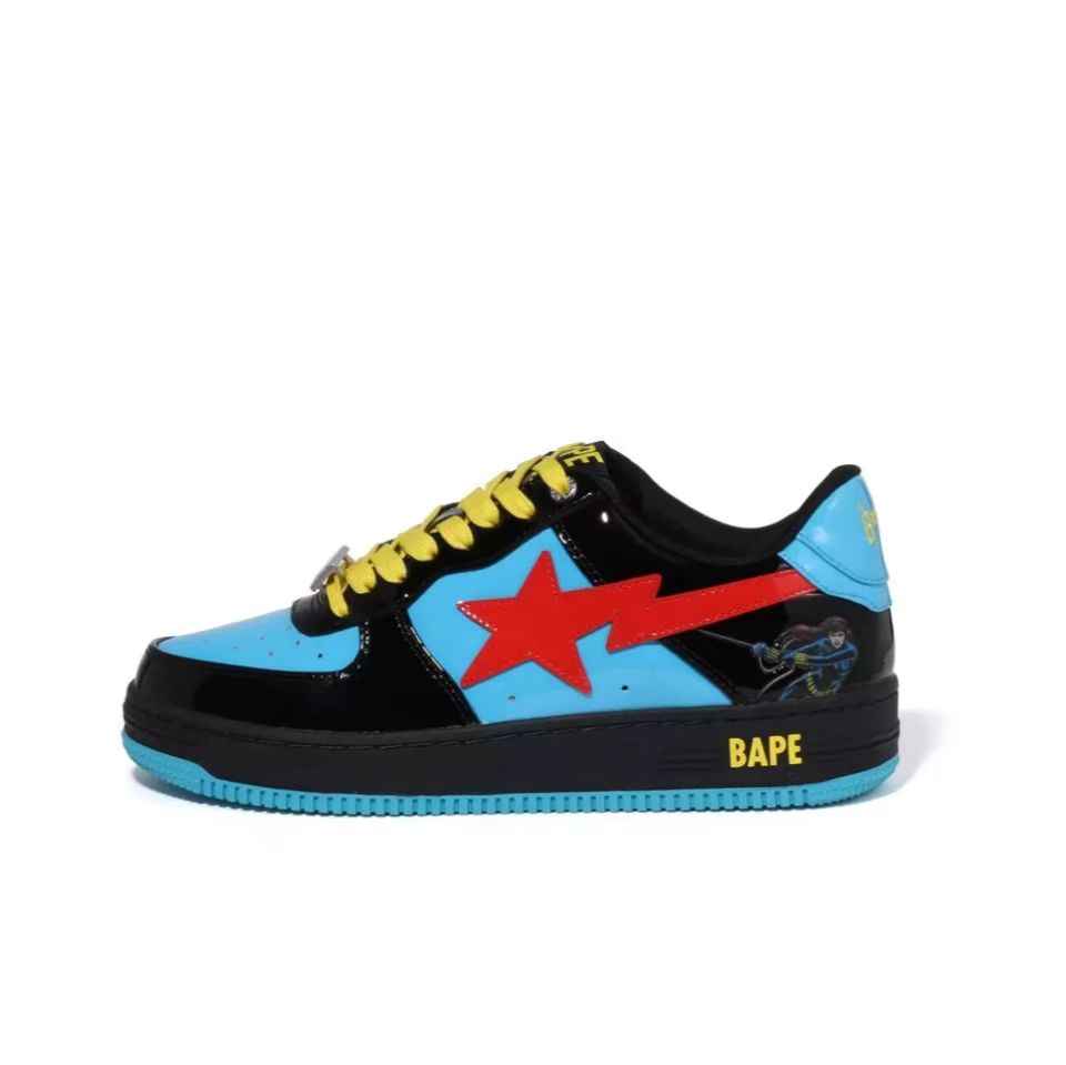 BAPESTA Classic Patent Leather Sneaker Low-Top Casual Skateboard Shoes