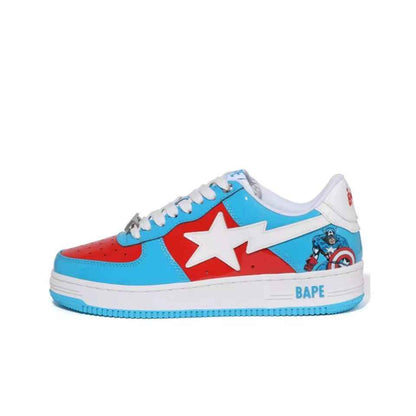 BAPESTA Classic Patent Leather Sneaker Low-Top Casual Skateboard Shoes