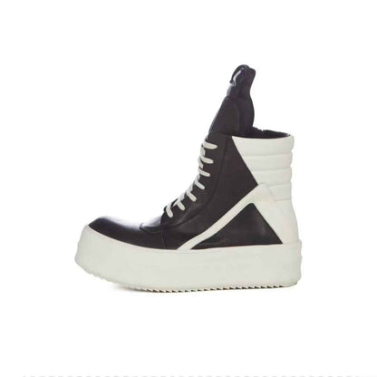 Correct Vers. Rick Owens Wax Surface Satin Sub-line Leather Shoes High/Low Cut - Heighten Leather Reverse Triangle