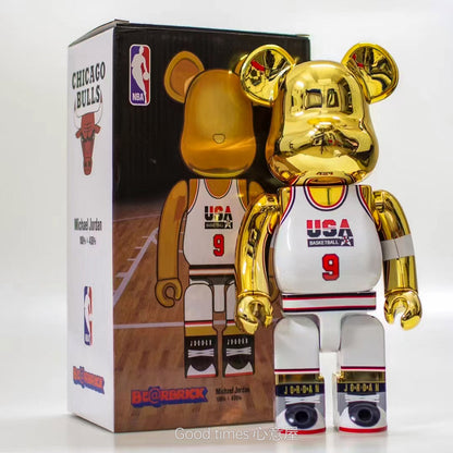 BE@RBRICK 400% Kobe Bryant Jordon James NBA Building Block Violent Bear Figures - Jordan White Gold 400%