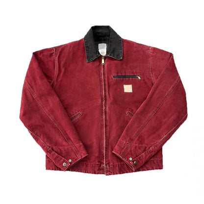 J97 Detroit Jacket - Vintage Canvas J22 Cleanfit Cotton Coat -  Size avaliable S ~ XL / J97 CRI	Bordeaux / Crimson