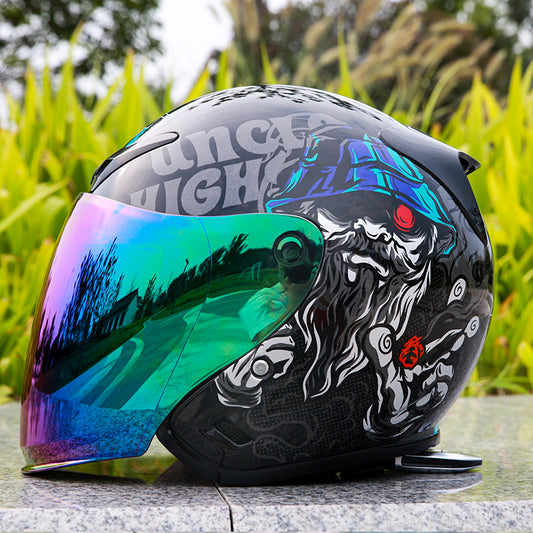 Dark Knight/ Unisex Electric Bike Scooter Half Helmet All-Season Dust Sun Protection - Donclickin