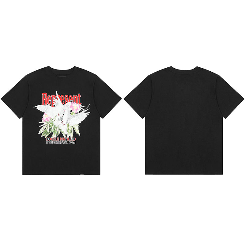 REPRESENT Washed Distressed Doberman Shark Short-Sleeve T-Shirt FOG