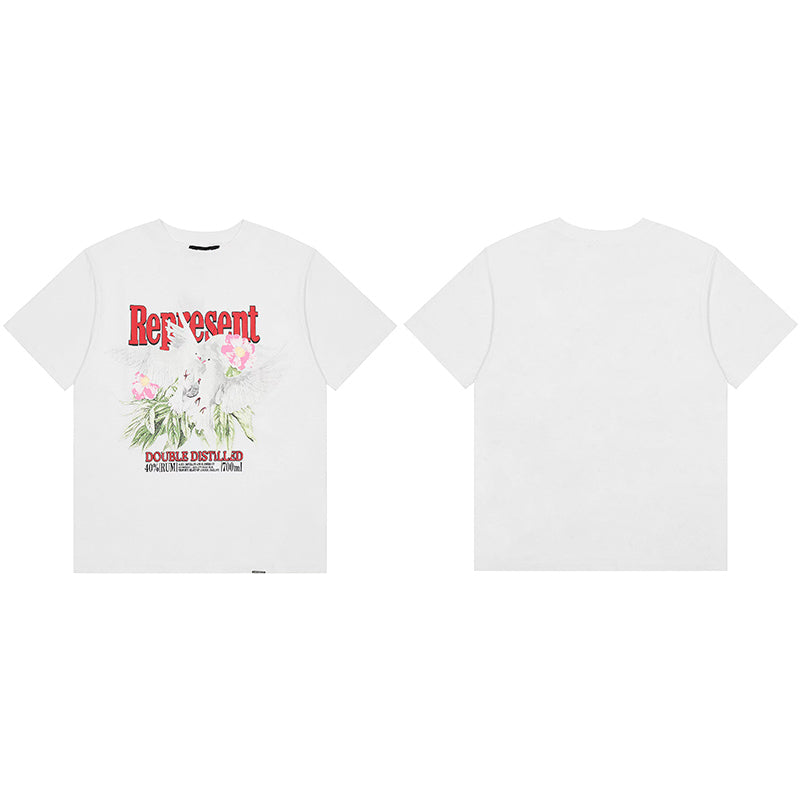 REPRESENT Washed Distressed Doberman Shark Short-Sleeve T-Shirt FOG