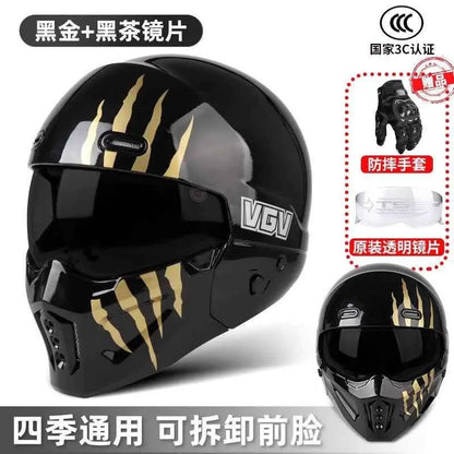 Shadow Scorpion Motorcycle Helmet - Full Face DOT Approved for Harley Cruiser Bike Class A 3C