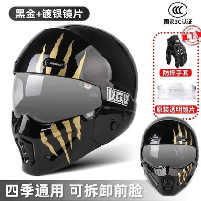 Shadow Scorpion Motorcycle Helmet - Full Face DOT Approved for Harley Cruiser Bike Class A 3C