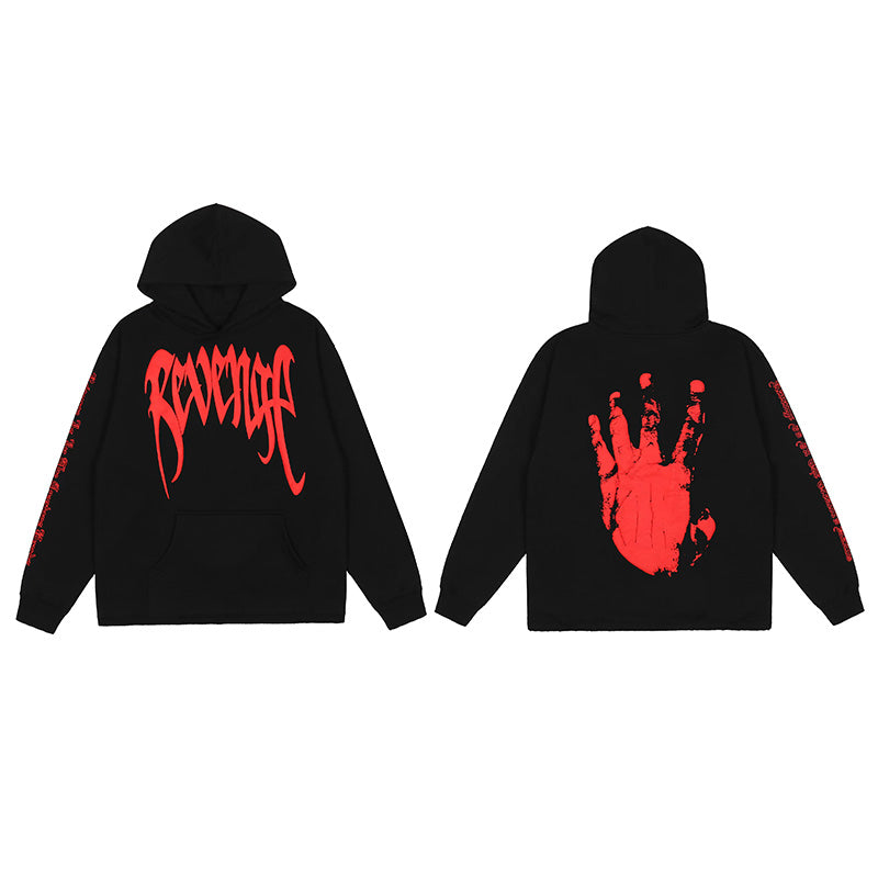 Revenge Embroidered XXX Dragon Bone Halloween Smoky Graffiti High-Street Hoodie - Bloodhand