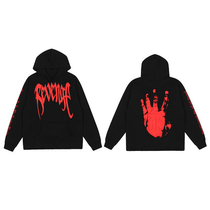 Revenge Embroidered XXX Dragon Bone Halloween Smoky Graffiti High-Street Hoodie - Bloodhand