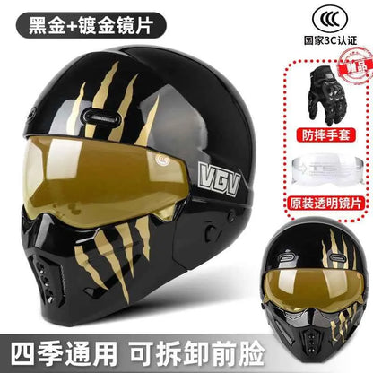 Shadow Scorpion Motorcycle Helmet - Full Face DOT Approved for Harley Cruiser Bike Class A 3C