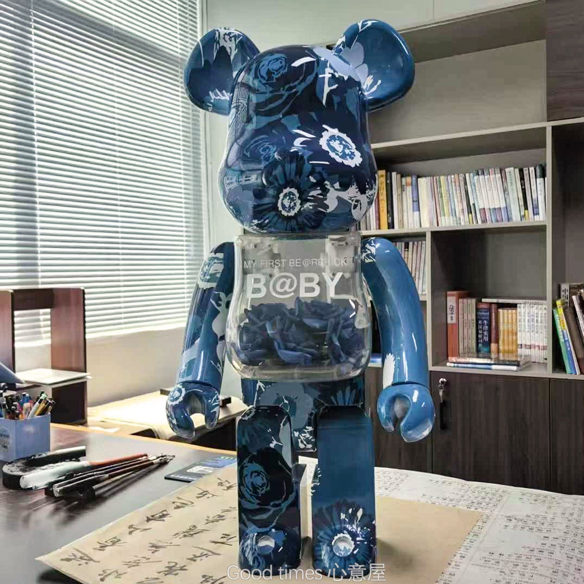 BE@RBRICK 1000% Building Block Figure 70CM | Limited Edition Collectible Bear Toy - Blue PreservedFlower