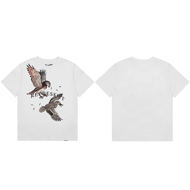 REPRESENT Washed Distressed Doberman Shark Short-Sleeve T-Shirt FOG