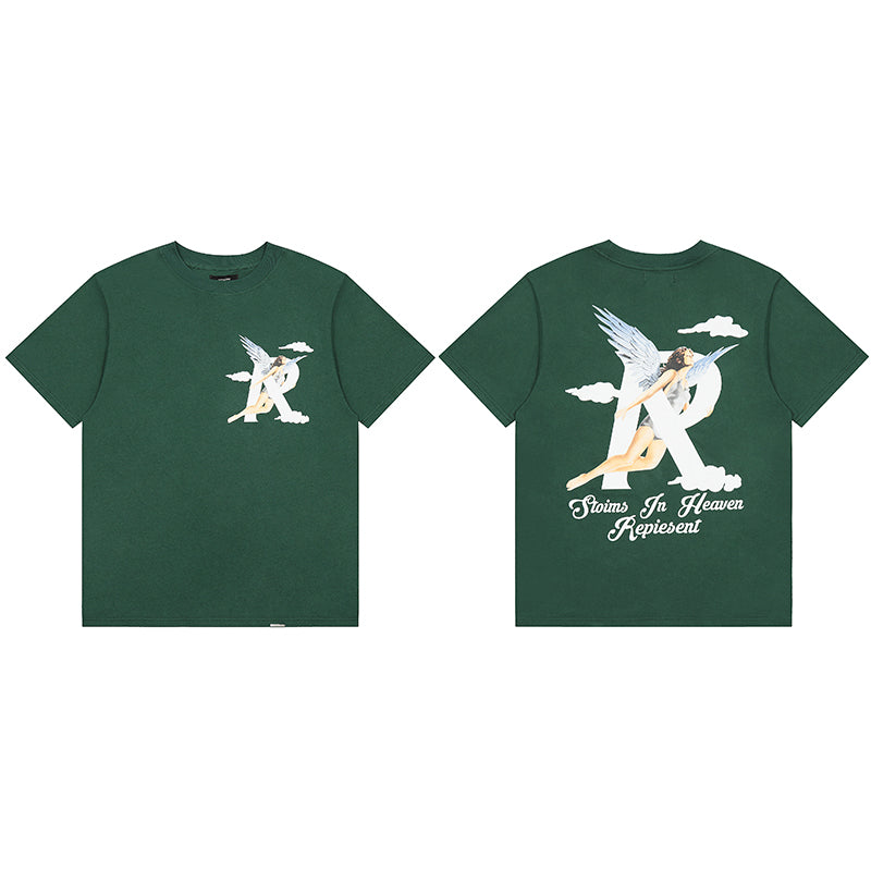REPRESENT Washed Distressed Doberman Shark Short-Sleeve T-Shirt FOG