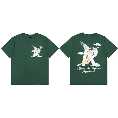 REPRESENT Washed Distressed Doberman Shark Short-Sleeve T-Shirt FOG