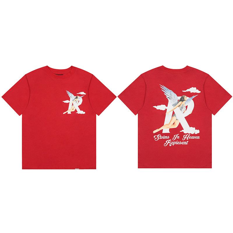 REPRESENT Washed Distressed Doberman Shark Short-Sleeve T-Shirt FOG