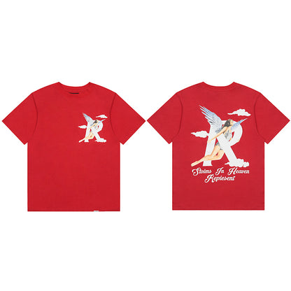 REPRESENT Washed Distressed Doberman Shark Short-Sleeve T-Shirt FOG