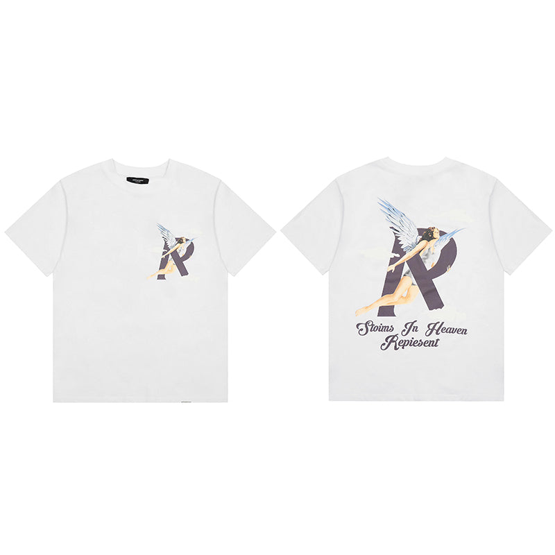 REPRESENT Washed Distressed Doberman Shark Short-Sleeve T-Shirt FOG