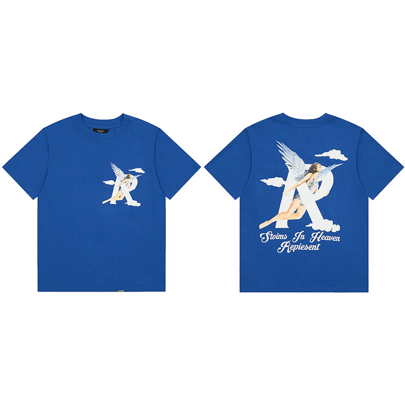 REPRESENT Washed Distressed Doberman Shark Short-Sleeve T-Shirt FOG
