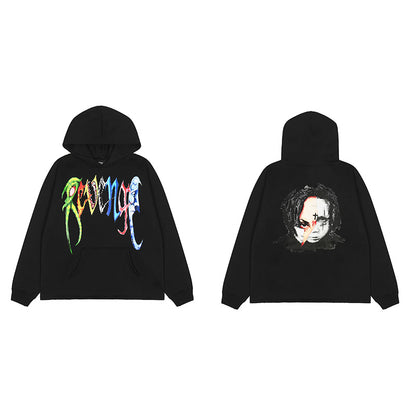 Revenge Embroidered XXX Dragon Bone Halloween Smoky Graffiti High-Street Hoodie
