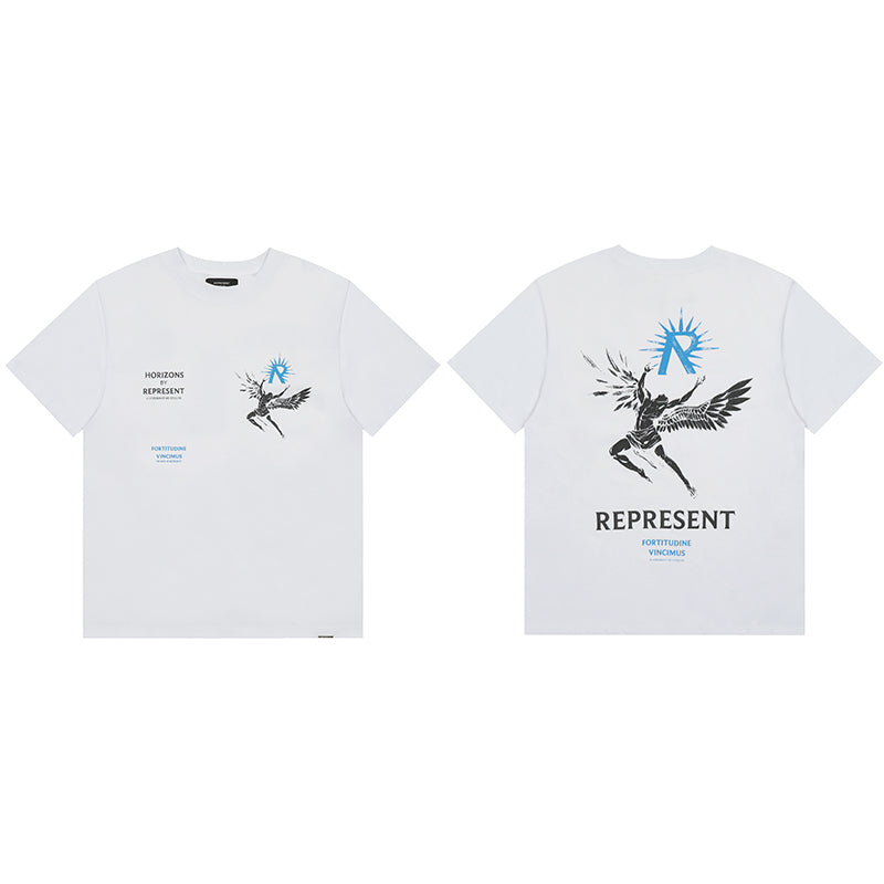 REPRESENT Washed Distressed Doberman Shark Short-Sleeve T-Shirt FOG