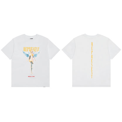 REPRESENT Washed Distressed Doberman Shark Short-Sleeve T-Shirt FOG
