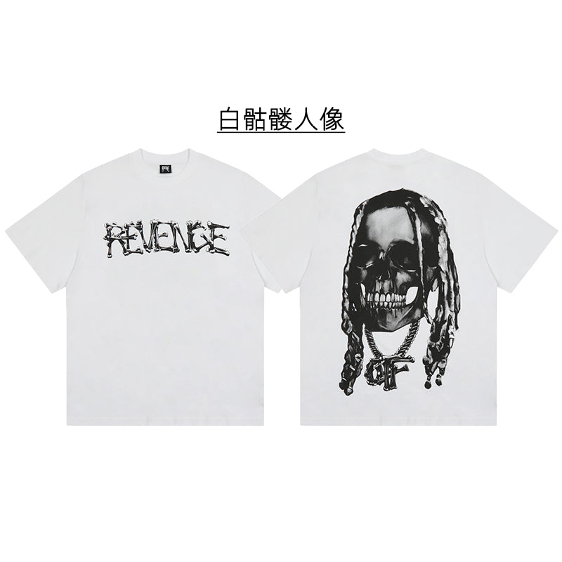 REVENGE Reflective Smoky Skull Dragon Bone Rap XX Streetwear Style Short Sleeve - Human