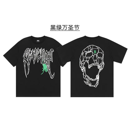 REVENGE Reflective Smoky Skull Dragon Bone Rap XX Streetwear Style Short Sleeve