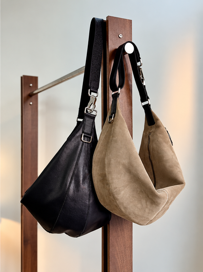 Artisanal Quiver Clip Bag - Lemaire Leather & Suede Crossbody Bucket 