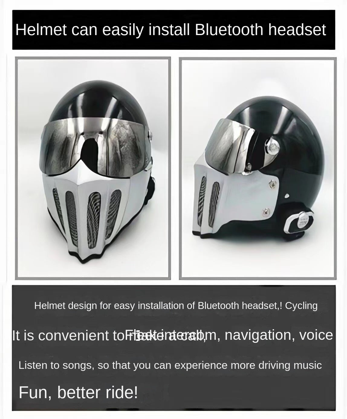 McKense Venom Anti-Fog Cruiser Motorcycle Helmet – Retro German Fiberglass Design