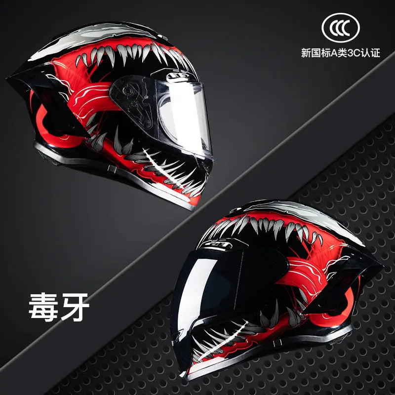 Cyberpunk Mecha Full Face Helmet - NBTK Bluetooth Dual Visor (3C DOT Certified)