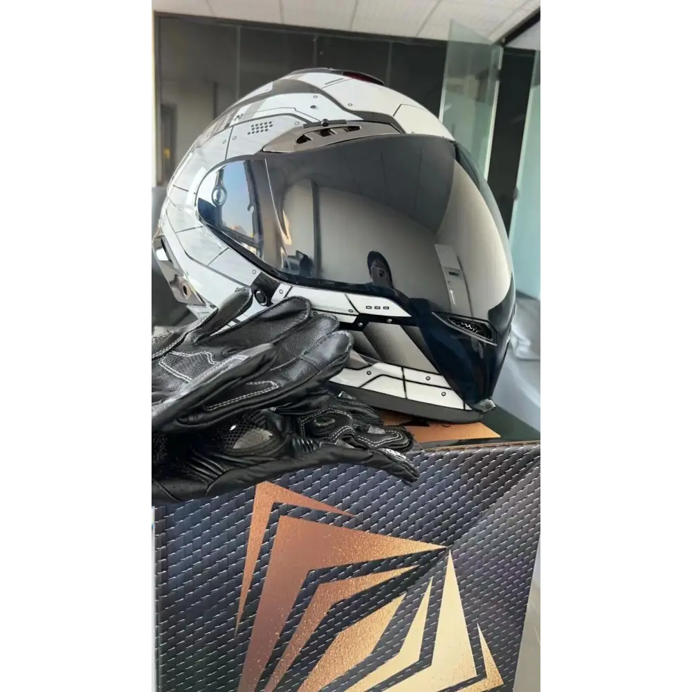 Cyberpunk Mecha Full Face Helmet - NBTK Bluetooth Dual Visor (3C DOT Certified)